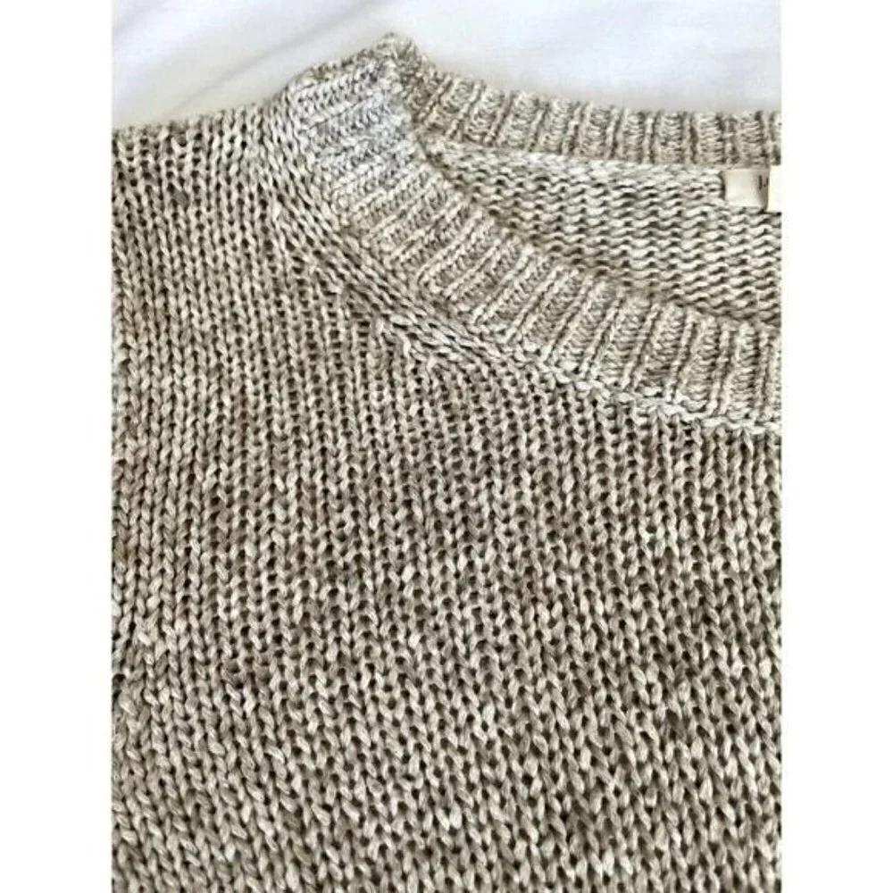 J. CREW Women's Sweater Sz Small Oatmeal Knit Ribbed Collar Hem Wrist Soft NEW
